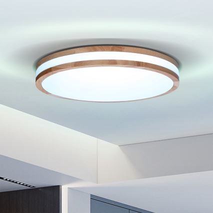 Brilagi - LED Stmívatelné stropní svítidlo MOLINA LED/48W/230V 3000-6500K dub pr. 38 cm + dálkové ovládání