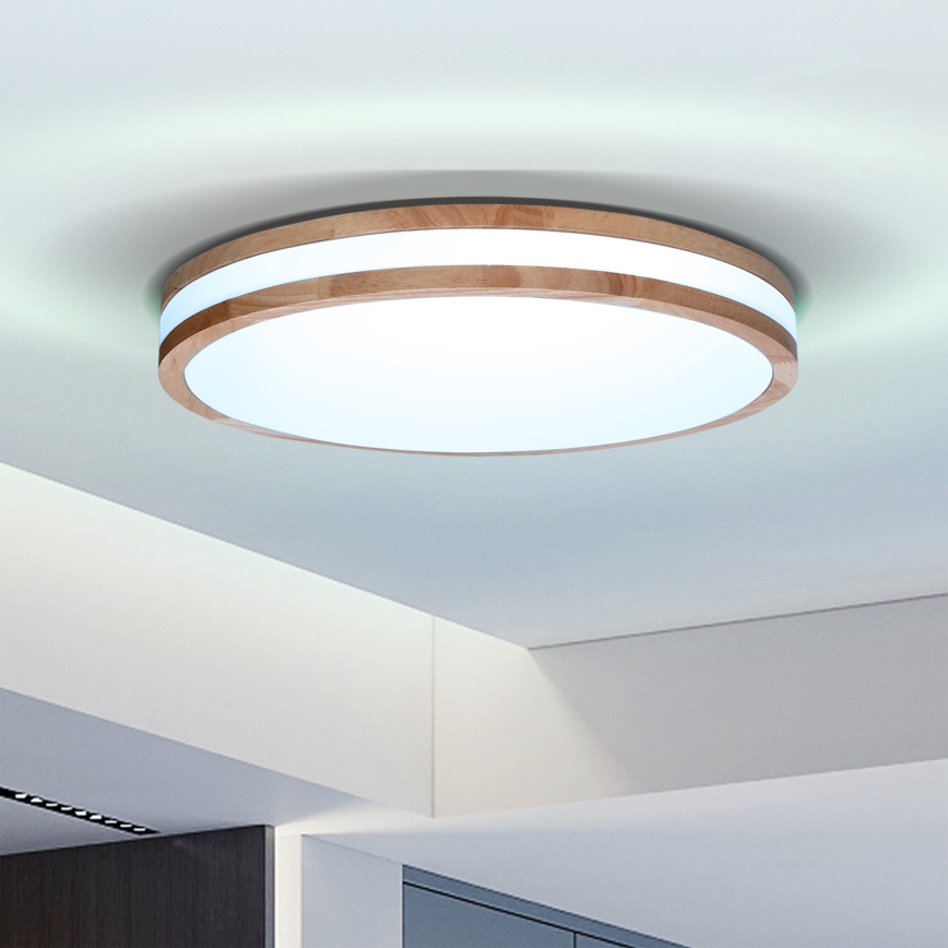 Brilagi - LED Stmívatelné stropní svítidlo MOLINA LED/48W/230V 3000-6500K dub pr. 38 cm + dálkové ovládání