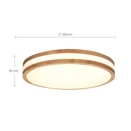 Brilagi - LED Stmívatelné stropní svítidlo MOLINA LED/48W/230V 3000-6500K dub pr. 38 cm + dálkové ovládání