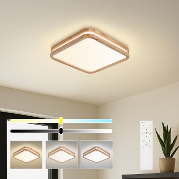 Brilagi - LED Stmívatelné stropní svítidlo MOLINA SQUARE LED/48W/230V 3000-6000K dub 40x40 cm + dálkové ovládání