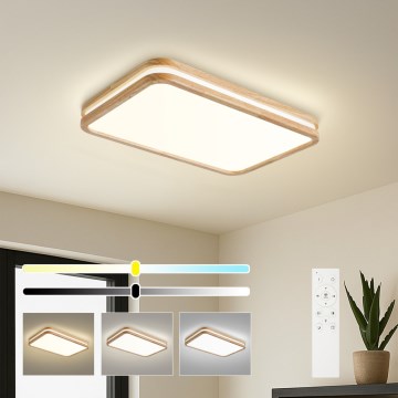 Brilagi - LED Stmívatelné stropní svítidlo MOLINA SQUARE LED/54W/230V 3000-6000K dub 60x40 cm + dálkové ovládání