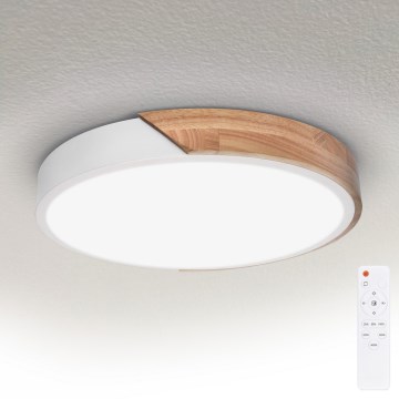 Brilagi - LED Stmívatelné stropní svítidlo PILANA LED/48W/230V 3000-6500K dub/bílá pr. 40 cm + dálkové ovládání