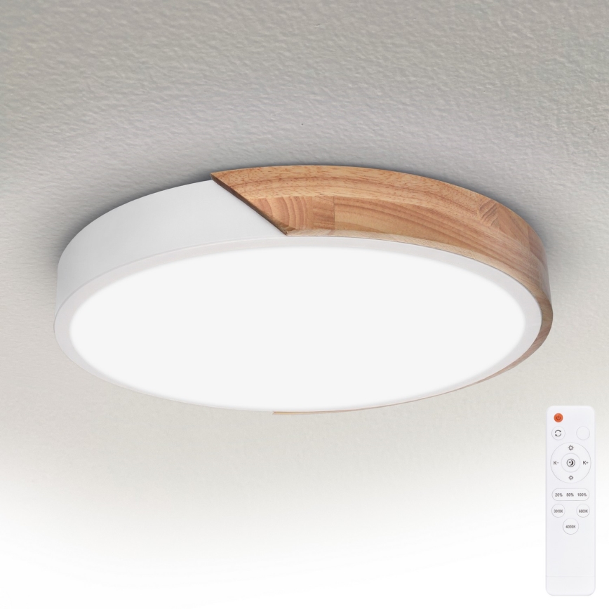 Brilagi - LED Stmívatelné stropní svítidlo PILANA LED/48W/230V 3000-6500K dub/bílá pr. 40 cm + dálkové ovládání