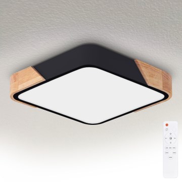 Brilagi - LED Stmívatelné stropní svítidlo PILANA LED/48W/230V 3000-6500K dub/černá 42x42 cm + dálkové ovládání
