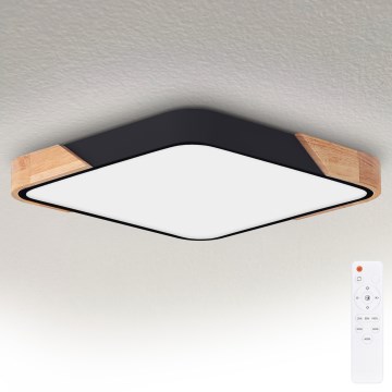 Brilagi - LED Stmívatelné stropní svítidlo PILANA LED/60W/230V 3000-6500K dub/černá 56x56 cm + dálkové ovládání