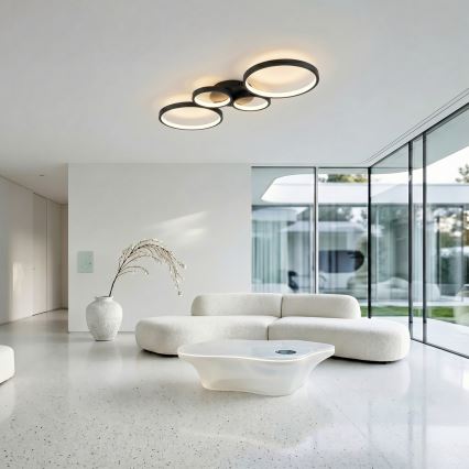 Brilagi - LED Stmívatelné stropní svítidlo RINGO LED/34W/230V 3000-6000K 28x78 cm černá + dálkové ovládání