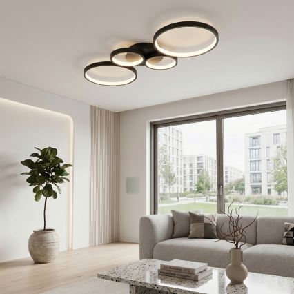 Brilagi - LED Stmívatelné stropní svítidlo RINGO LED/34W/230V 3000-6000K 28x78 cm černá + dálkové ovládání