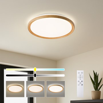 Brilagi - LED Stmívatelné stropní svítidlo RIVO LED/72W/230V 3000-6000K dekor dřeva pr. 50 cm + dálkové ovládání
