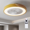 Brilagi - LED Stmívatelné stropní svítidlo s ventilátorem LED/38W/230V 3000-6500K pr. 50 cm zlatá/dub + dálkové ovládání
