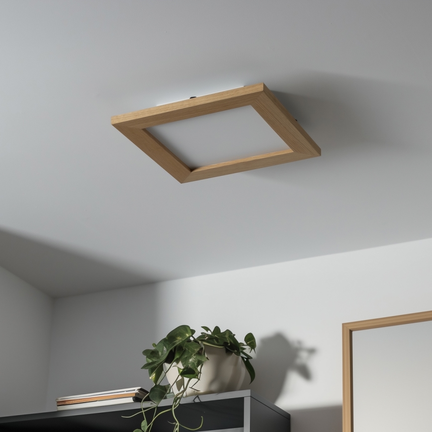 Brilagi - LED Stmívatelné stropní svítidlo SLIMFRAME WOOD LED/25W/230V 34x34 cm 3000-6000K hnědá + dálkové ovládání
