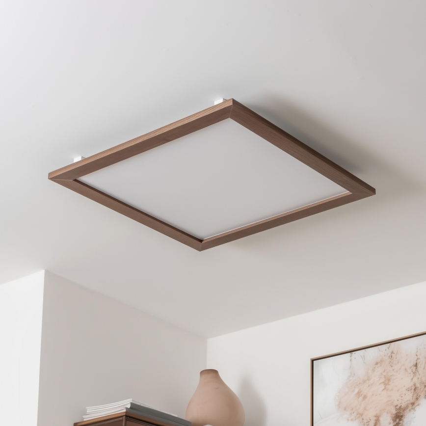 Brilagi - LED Stmívatelné stropní svítidlo SLIMFRAME WOOD LED/58W/230V 64x64 cm 3000-6000K tmavě hnědá + dálkové ovládání