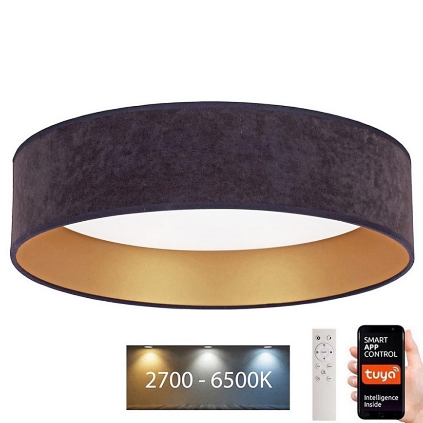 Brilagi - LED Stmívatelné stropní svítidlo VELVET SMART LED/24W/230V pr. 45 cm 2700-6500K Wi-Fi Tuya šedá/zlatá + dálkové ovládání