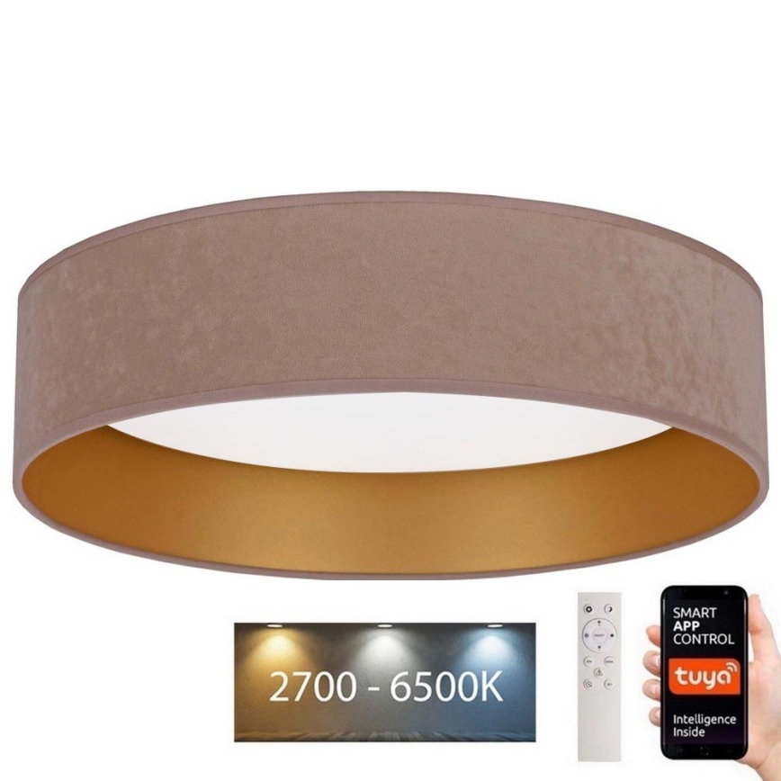 Brilagi - LED Stmívatelné stropní svítidlo VELVET SMART LED/36W/230V pr. 55 cm 2700-6500K Wi-Fi Tuya béžová/zlatá + dálkové ovládání