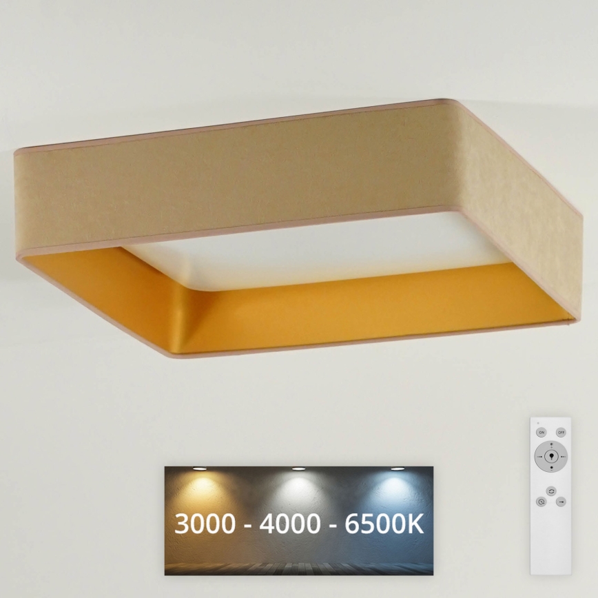 Brilagi - LED Stmívatelné stropní svítidlo VELVET SQUARE LED/24W/230V 3000/4000/6500K + dálkové ovládání béžová