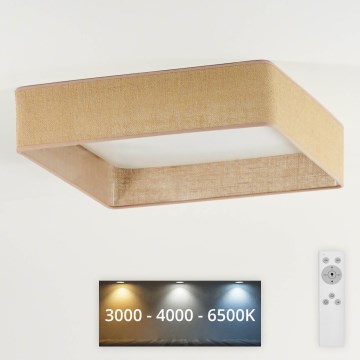 Brilagi - LED Stmívatelné stropní svítidlo VELVET SQUARE LED/24W/230V 3000/4000/6500K + dálkové ovládání hnědá