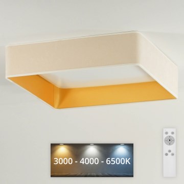 Brilagi - LED Stmívatelné stropní svítidlo VELVET SQUARE LED/24W/230V 3000/4000/6500K + dálkové ovládání krémová