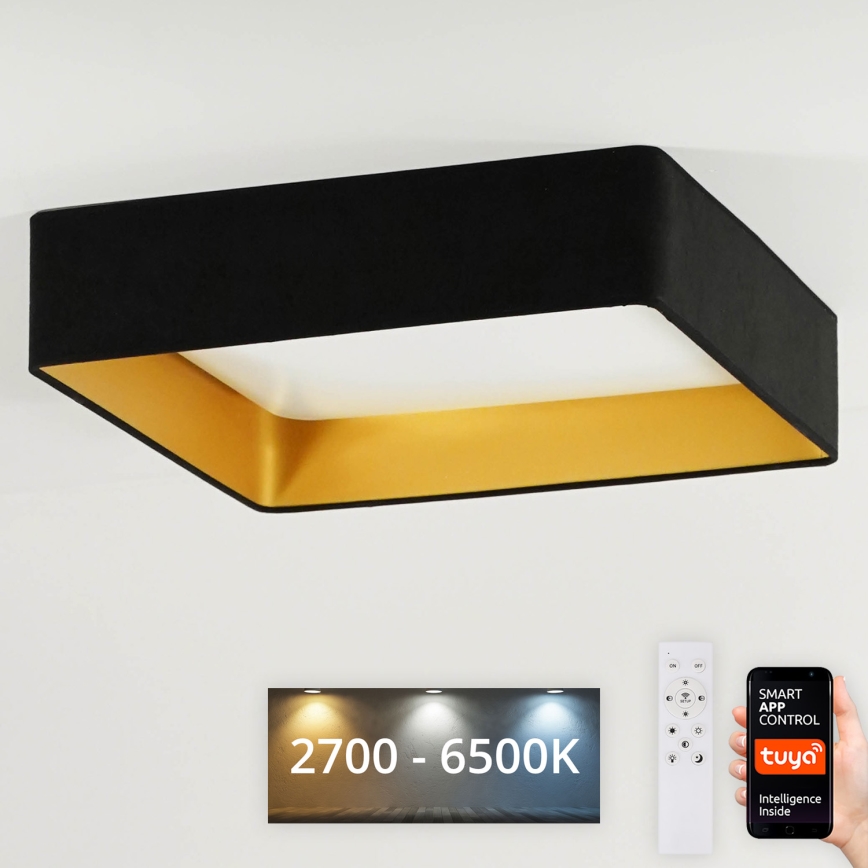 Brilagi - LED Stmívatelné stropní svítidlo VELVET SQUARE SMART LED/36W/230V 60x60 cm 2700-6500K Wi-Fi Tuya + dálkové ovládání černá