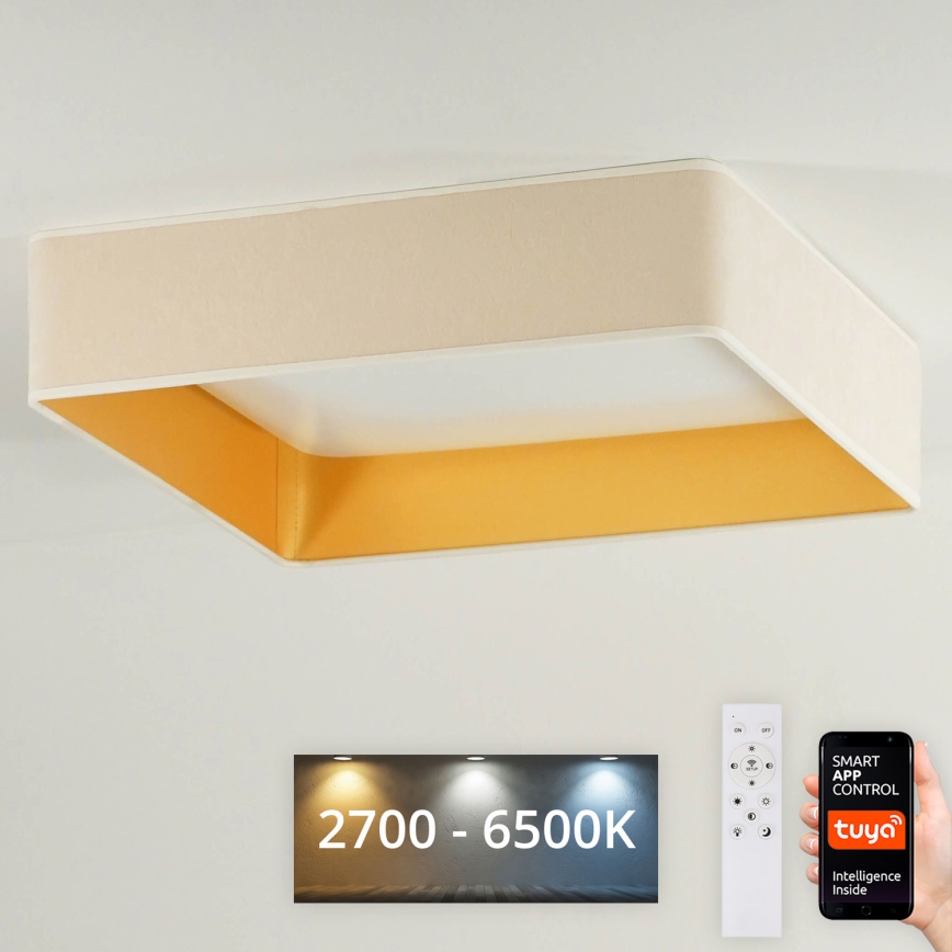 Brilagi - LED Stmívatelné stropní svítidlo VELVET SQUARE SMART LED/36W/230V 60x60 cm 2700-6500K Wi-Fi Tuya + dálkové ovládání krémová