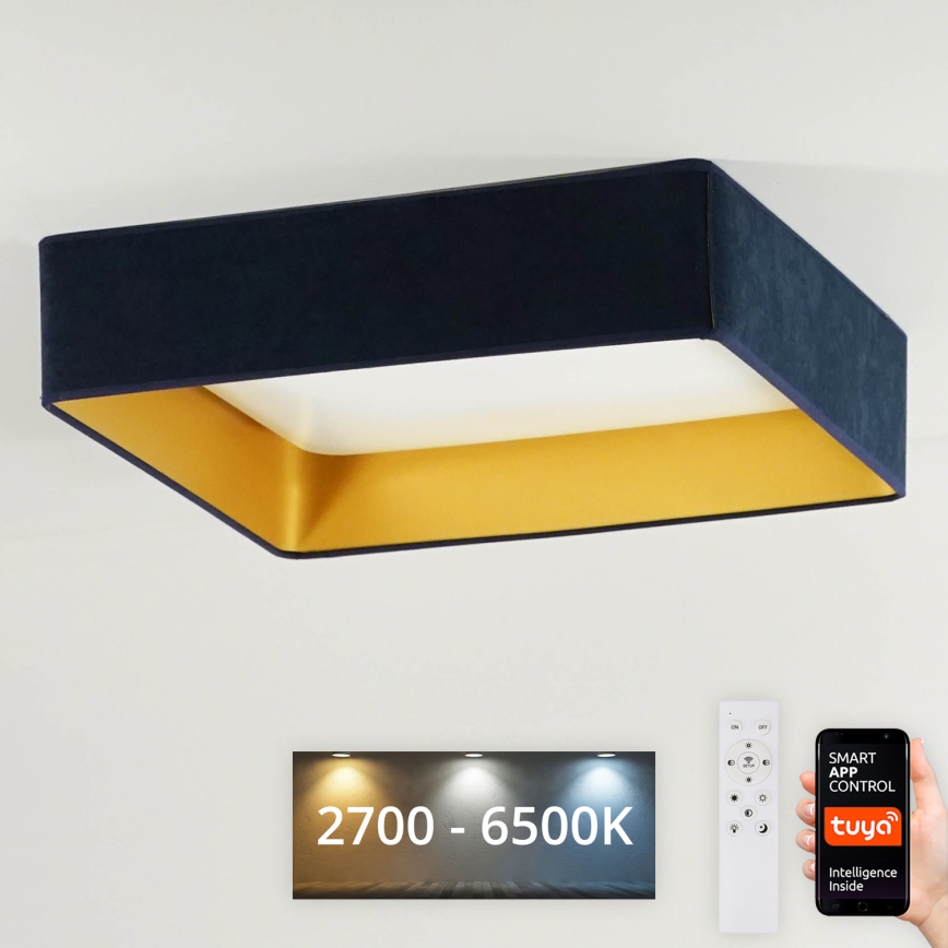 Brilagi - LED Stmívatelné stropní svítidlo VELVET SQUARE SMART LED/36W/230V 60x60 cm 2700-6500K Wi-Fi Tuya + dálkové ovládání tmavě modrá