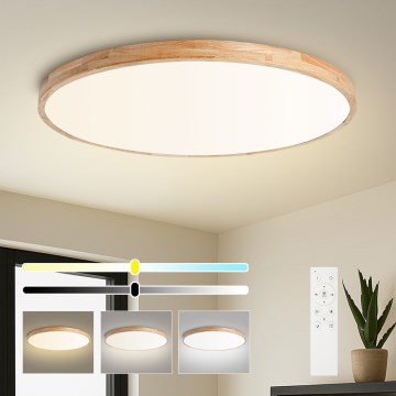 Brilagi - LED Stmívatelné stropní svítidlo WOODLINE LED/128W/230V 3000-6000K dub pr. 100 cm + dálkové ovládání