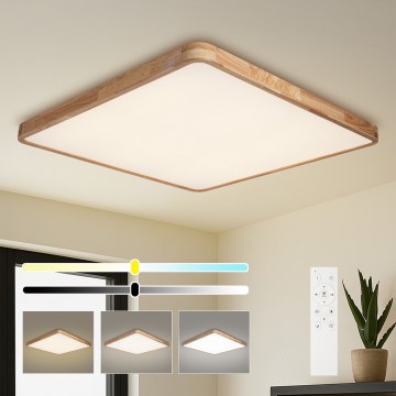 Brilagi - LED Stmívatelné stropní svítidlo WOODLINE SQUARE LED/180W/230V 3000-6000K dub 100x100 cm + dálkové ovládání