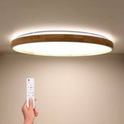 Brilagi - LED Stmívatelné stropní svítidlo ALSON LED/72W/230V 3000-6500K dub pr. 78 cm + dálkové ovládání