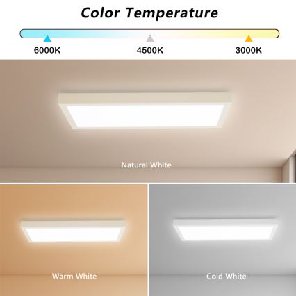 Brilagi - LED Stmívatelné koupelnové stropní svítidlo FRAME SMART LED/30W/230V 30x60 cm 3000-6000K IP44 bílá + dálkové ovládání