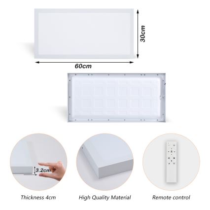 Brilagi - LED Stmívatelné koupelnové stropní svítidlo FRAME SMART LED/30W/230V 30x60 cm 3000-6000K IP44 bílá + dálkové ovládání