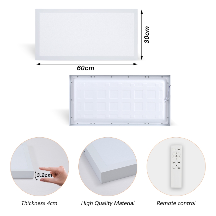 Brilagi - LED Stmívatelné koupelnové stropní svítidlo FRAME SMART LED/30W/230V 30x60 cm 3000-6000K IP44 bílá + dálkové ovládání