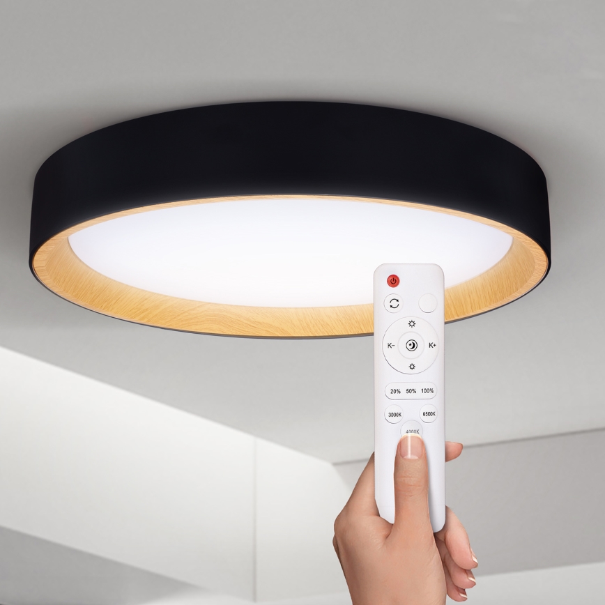 Brilagi - LED Stmívatelné stropní svítidlo LARIOS LED/60W/230V 3000-6500K ø 49 cm černá + dálkové ovládání