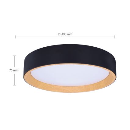 Brilagi - LED Stmívatelné stropní svítidlo LARIOS LED/60W/230V 3000-6500K ø 49 cm černá + dálkové ovládání