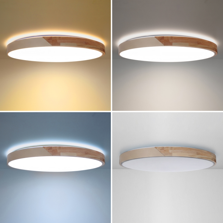 BRILAGI - LED Stmívatelné stropní svítidlo PILANA LED/72W/230V 3000-6500K dub/béžová pr. 80 cm + dálkové ovládání