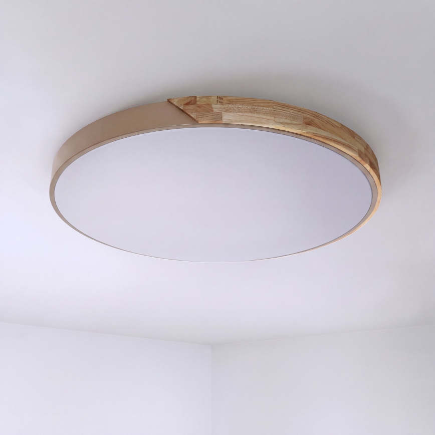 BRILAGI - LED Stmívatelné stropní svítidlo PILANA LED/72W/230V 3000-6500K dub/béžová pr. 80 cm + dálkové ovládání