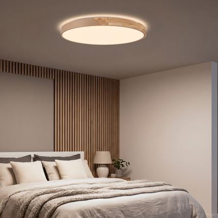 BRILAGI - LED Stmívatelné stropní svítidlo PILANA LED/72W/230V 3000-6500K dub/béžová pr. 80 cm + dálkové ovládání