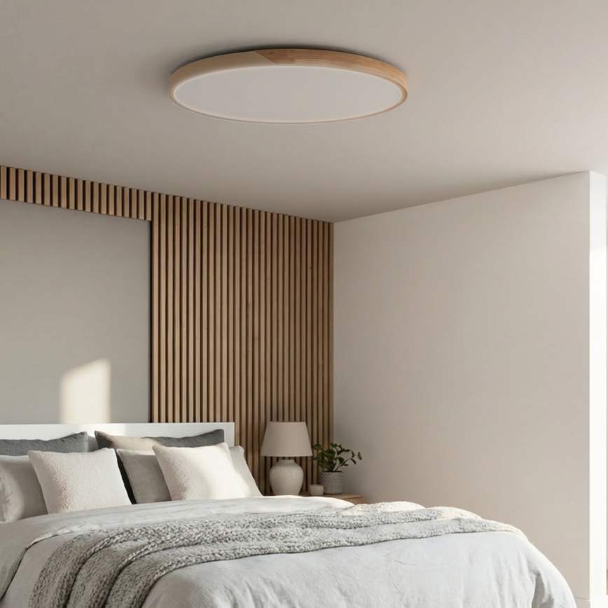 BRILAGI - LED Stmívatelné stropní svítidlo PILANA LED/72W/230V 3000-6500K dub/béžová pr. 80 cm + dálkové ovládání