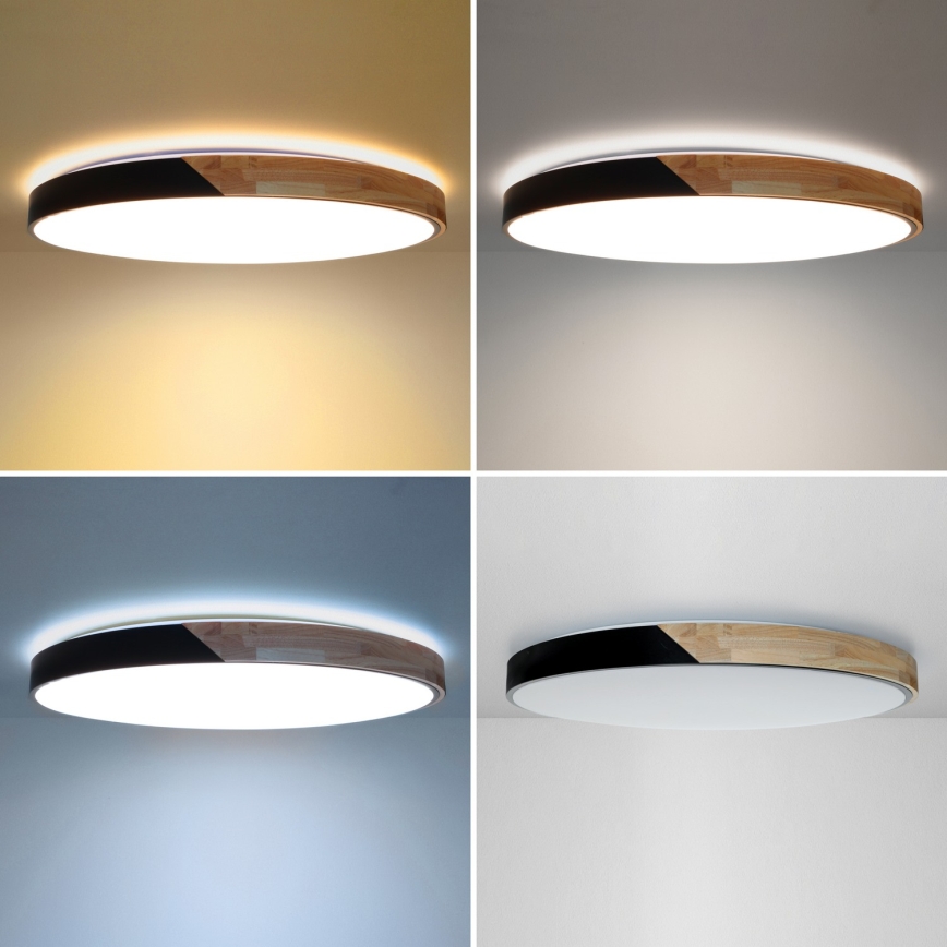 Brilagi - LED Stmívatelné stropní svítidlo PILANA LED/72W/230V 3000-6500K dub/černá pr. 80 cm + dálkové ovládání