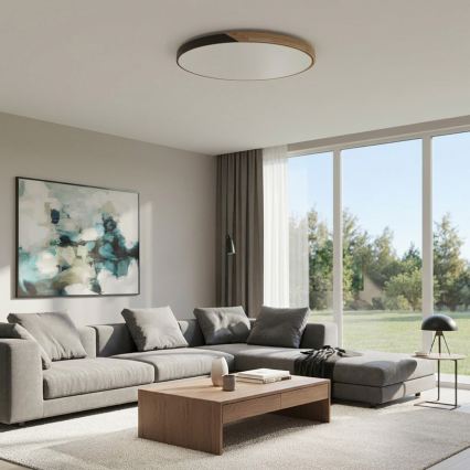 Brilagi - LED Stmívatelné stropní svítidlo PILANA LED/72W/230V 3000-6500K dub/černá pr. 80 cm + dálkové ovládání