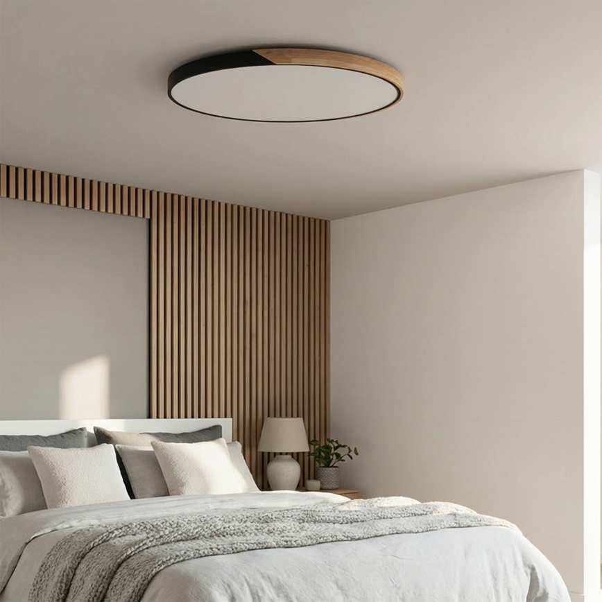 Brilagi - LED Stmívatelné stropní svítidlo PILANA LED/72W/230V 3000-6500K dub/černá pr. 80 cm + dálkové ovládání