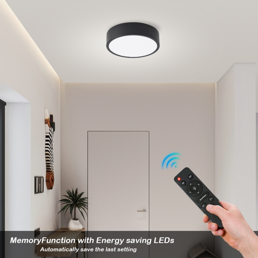 Brilagi - LED Stmívatelné stropní svítidlo POOL LED/18W/230V 3000-6000K 20 cm černá + dálkové ovládání