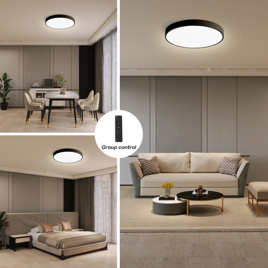Brilagi - LED Stmívatelné stropní svítidlo POOL SMART LED/48W/230V 40 cm 3000-6000K Wi-Fi Tuya + dálkové ovládání černá