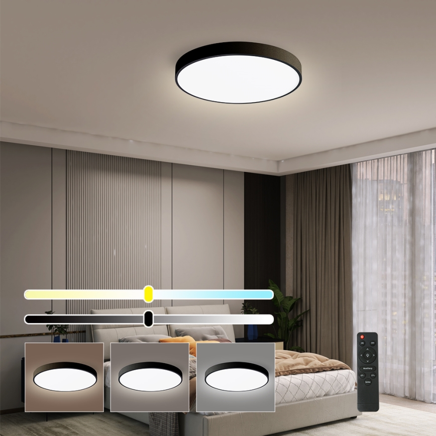Brilagi - LED Stmívatelné stropní svítidlo POOL SMART LED/48W/230V 40 cm 3000-6000K Wi-Fi Tuya + dálkové ovládání černá