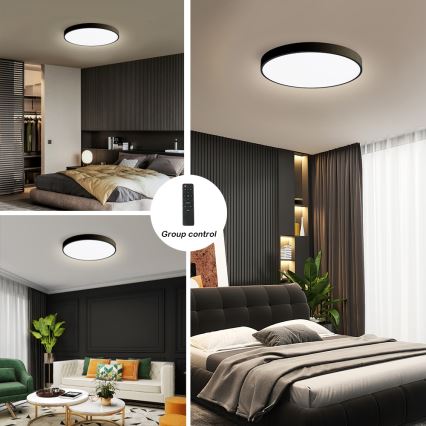 Brilagi - LED Stmívatelné stropní svítidlo POOL SMART LED/60W/230V 50 cm 3000-6000K Wi-Fi Tuya + dálkové ovládání černá