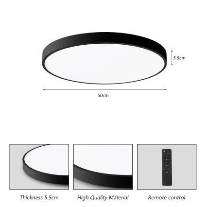 Brilagi - LED Stmívatelné stropní svítidlo POOL SMART LED/60W/230V 50 cm 3000-6000K Wi-Fi Tuya + dálkové ovládání černá