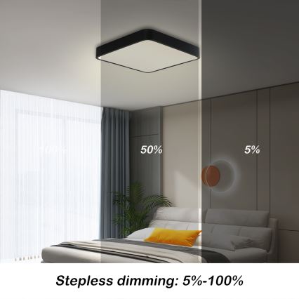 Brilagi - LED Stmívatelné stropní svítidlo POOL SQUARE LED/36W/230V 3000-6000K 40x40 cm černá + dálkové ovládání
