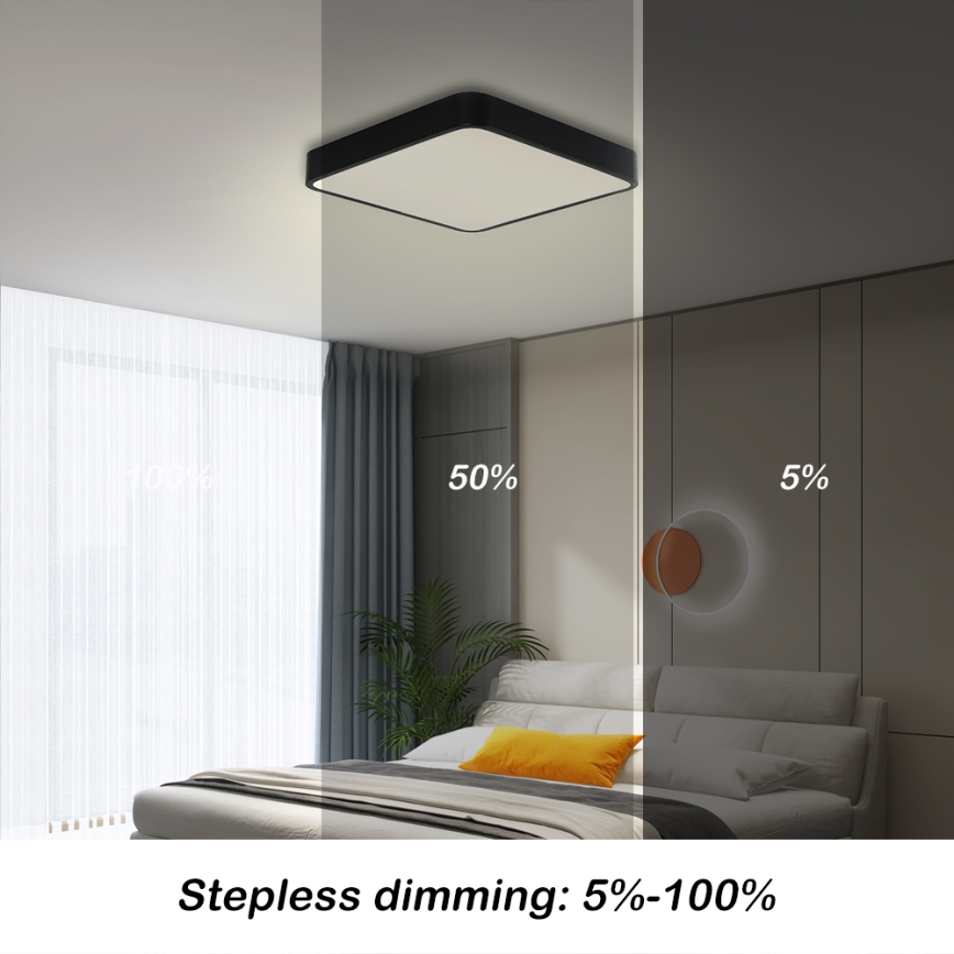 Brilagi - LED Stmívatelné stropní svítidlo POOL SQUARE LED/36W/230V 3000-6000K 40x40 cm černá + dálkové ovládání