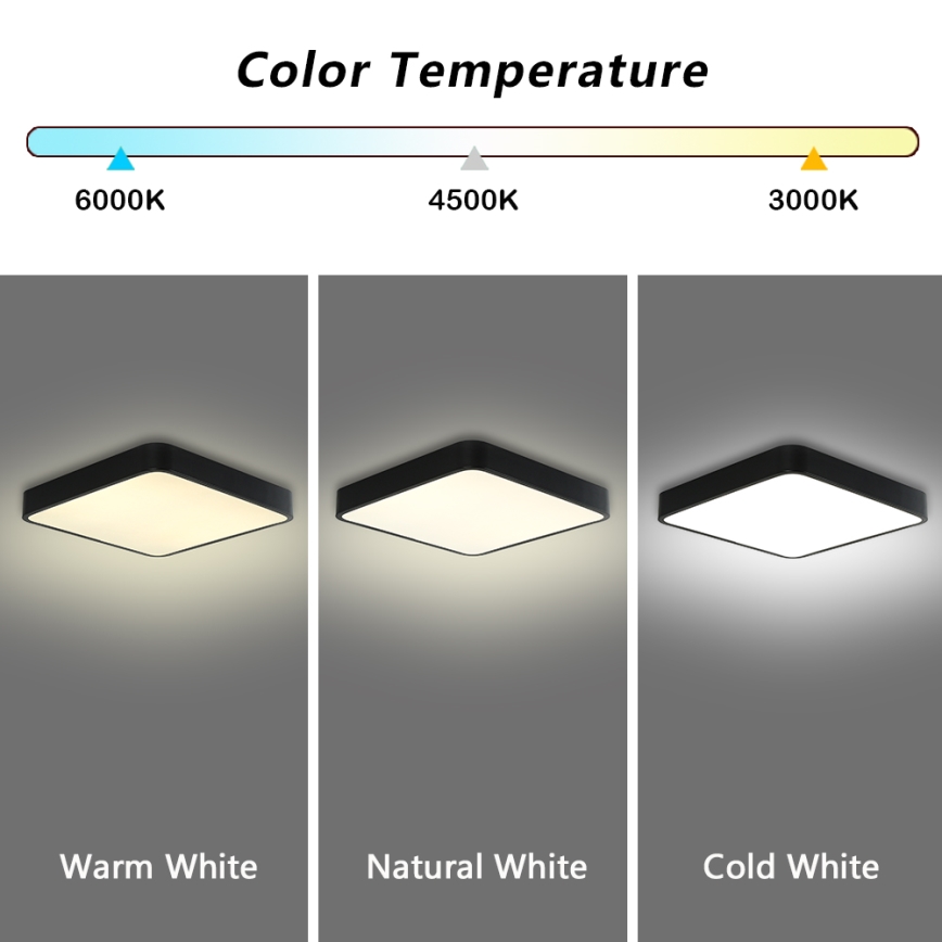 Brilagi - LED Stmívatelné stropní svítidlo POOL SQUARE LED/36W/230V 3000-6000K 40x40 cm černá + dálkové ovládání
