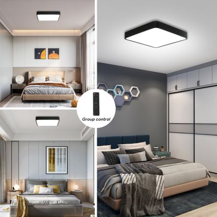 Brilagi - LED Stmívatelné stropní svítidlo POOL SQUARE LED/36W/230V 3000-6000K 40x40 cm černá + dálkové ovládání