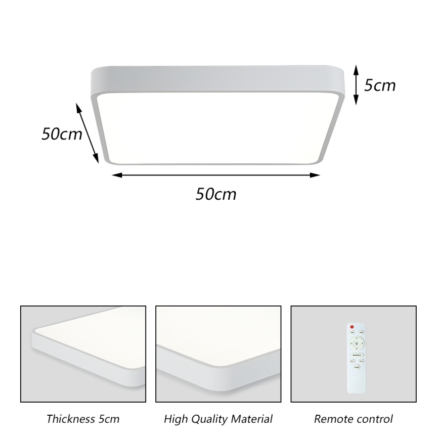 Brilagi - LED Stmívatelné stropní svítidlo POOL SQUARE LED/48W/230V 3000-6000K 50x50 cm bílá + dálkové ovládání