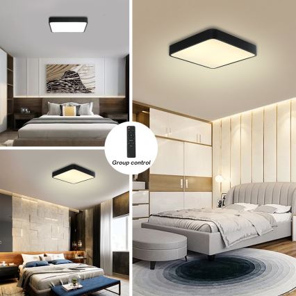 Brilagi - LED Stmívatelné stropní svítidlo POOL SQUARE LED/48W/230V 3000-6000K 50x50 cm černá + dálkové ovládání