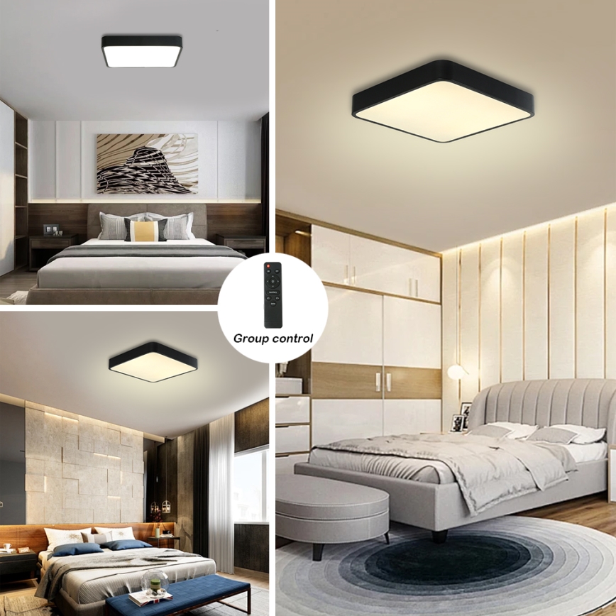 Brilagi - LED Stmívatelné stropní svítidlo POOL SQUARE LED/48W/230V 3000-6000K 50x50 cm černá + dálkové ovládání